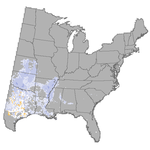 Difference Summary for cedar elm under Community Climate System Model 4.0 (CCSM4), Moderate emissions (RCP 4.5)