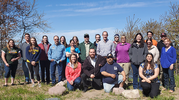 Bay Mills TAM Workshop: Participants at a June 2019 workshop at the Bay Mills Indian Community used Dibaginjigaadeg Anishinaabe Ezhitwaad: A Tribal Climate Adaptation Menu to design and communicate their own climate adaptation project ideas.  Photo by Katy Bresette, Red Cliff Band of Lake Superior Chippewa