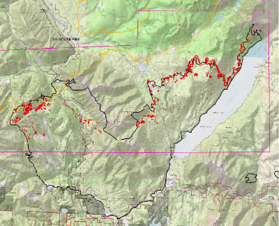 [Graphic]: Map graphic of a portion of a Robert Fire infrared imagery map.
