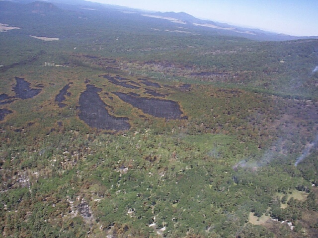Aerial view of Leroux fire