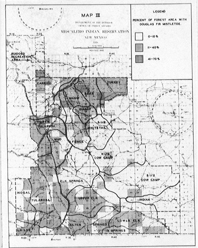 Mistletoe survey, map 3, percent of forest area with douglas fir mistletoe Mistletoe survey, map 3, percent of forest area with douglas fir mistletoe