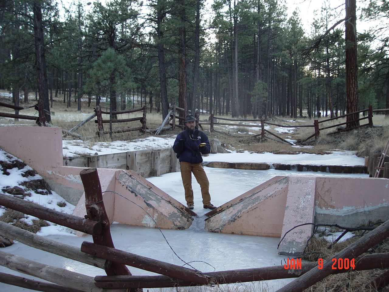 Boris is GPSing the location of the weir of the West Fork of the Castle Creek Experimental Watershed.