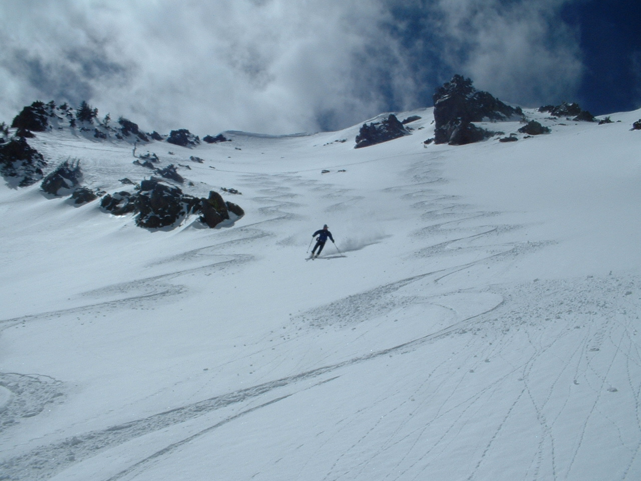 skier and tracks