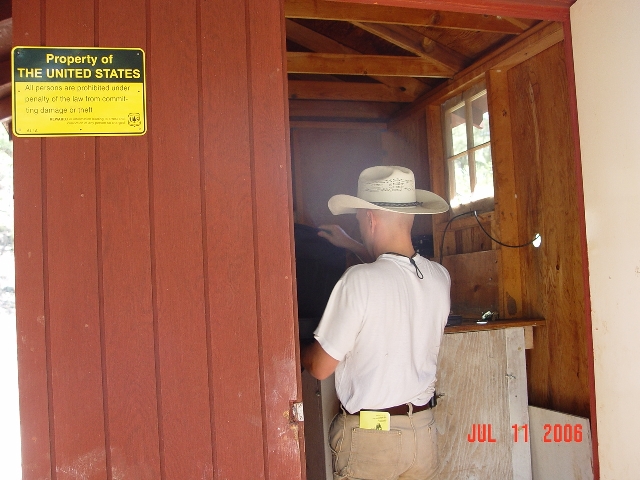 Hydrologist Boris Poff is downloading streamflow data from Watershed 13. 