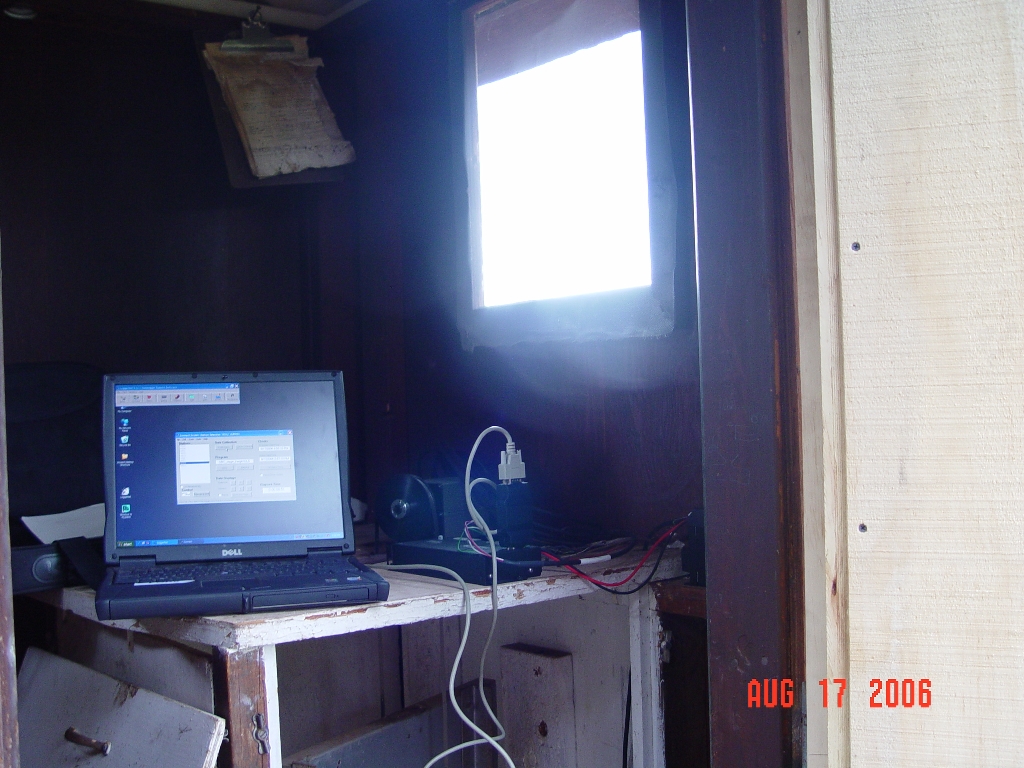 Stream gauging and data collection equipment installed in 2006.