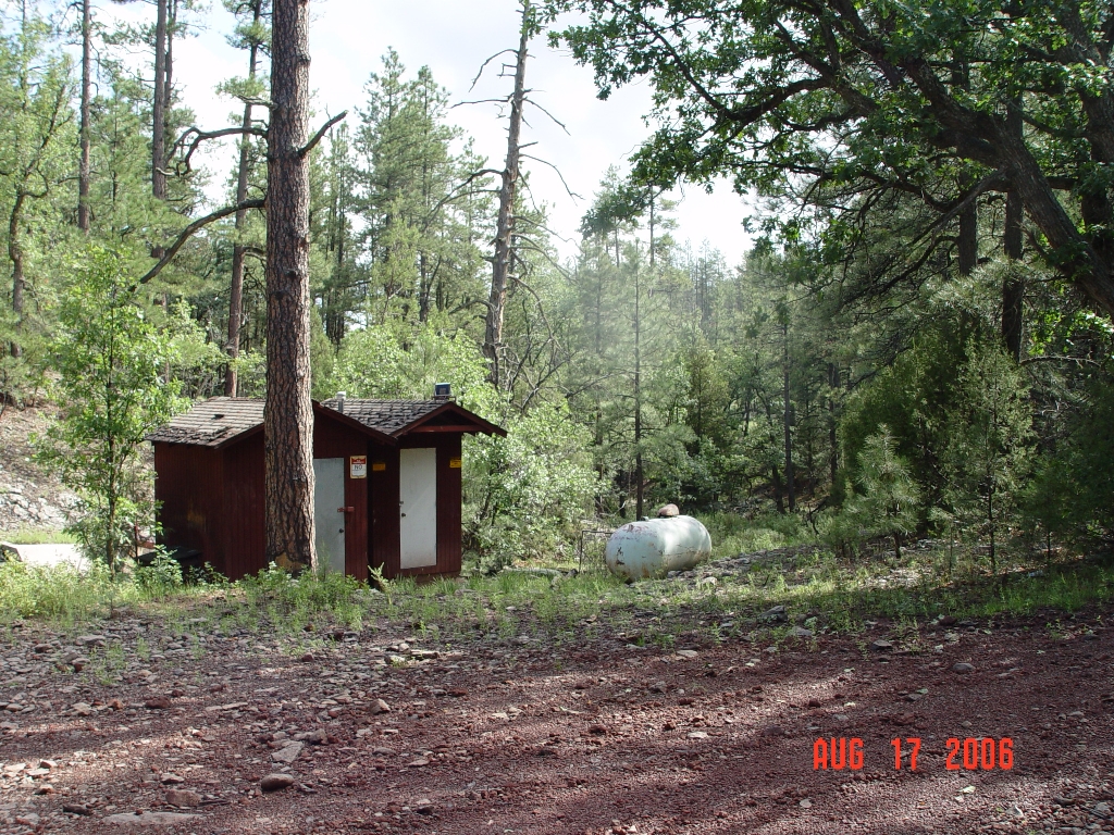The sheds house the stream gauging and data collection equipment.