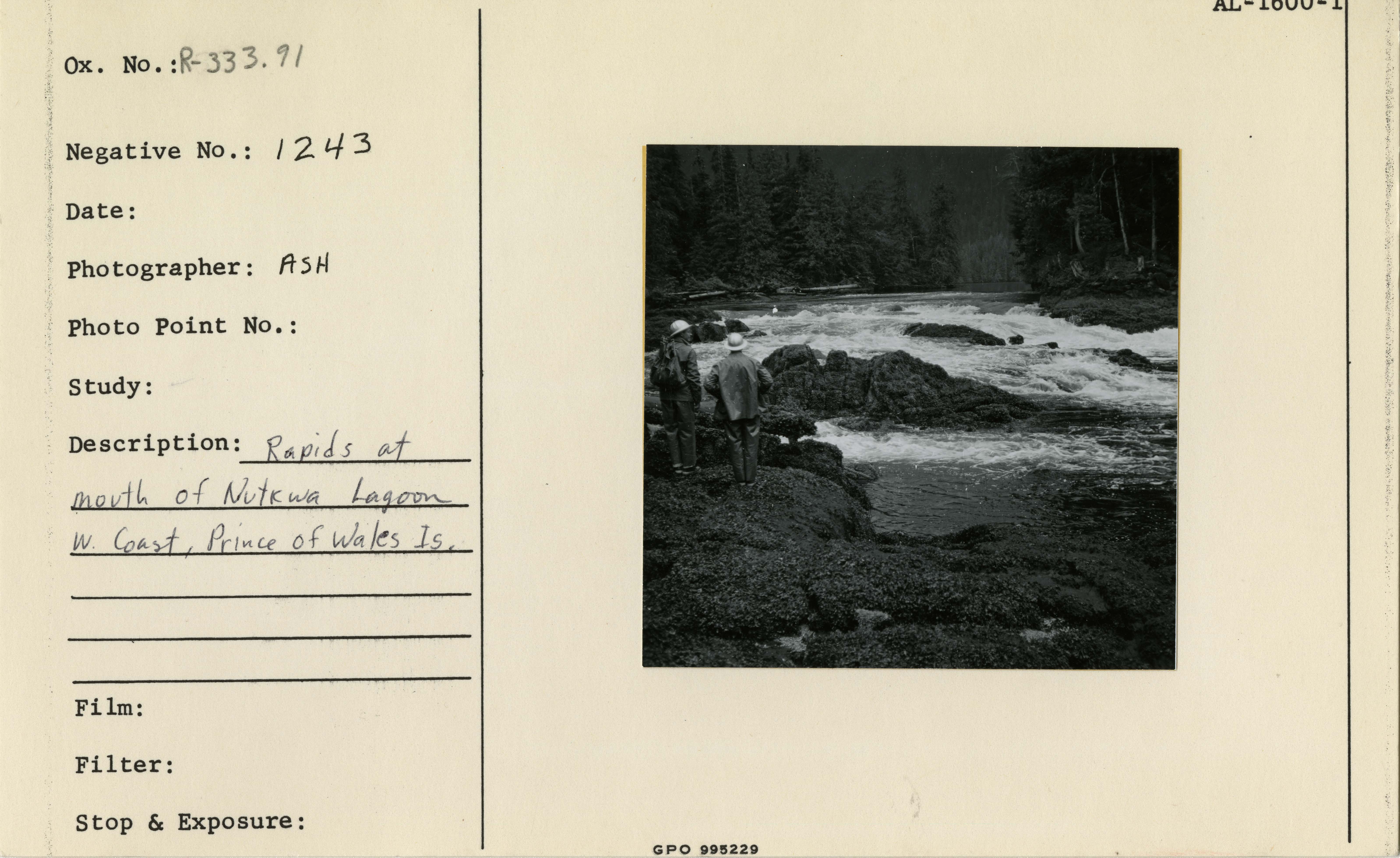 Rapids at mouth of Nutkwa Lagoon, west coast, Prince of Wales Island Is.