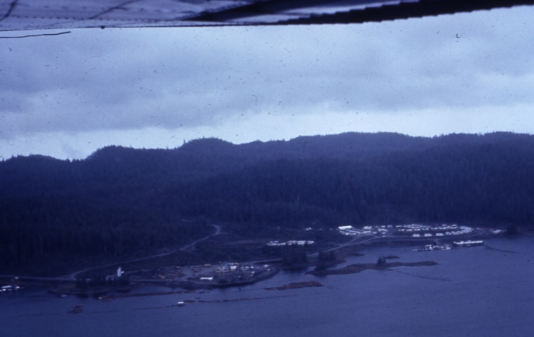 Logging camp and log dump at thorne bay near Ketchikan