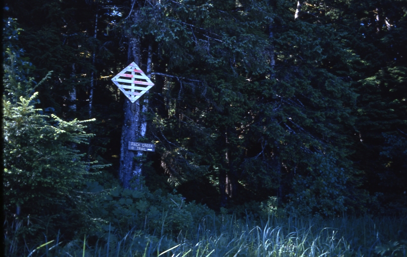 pack creek Research Natural Area trail sign; Pack creek