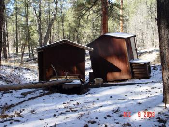 Sub-Watershed 87: The storage shed and stream gauge shed (right).