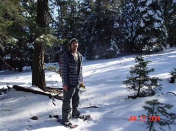 Duncan is taking a breather in the sun, while GPSing the watershed boundaries of Thomas Creek.