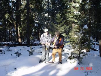 Boris and Duncan are dicussing the watershed boundaries of Thomas Creek.