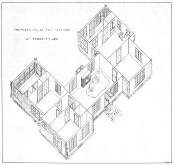 Original plan of log forester's home for the Crossett Experimental Forest showing interior design