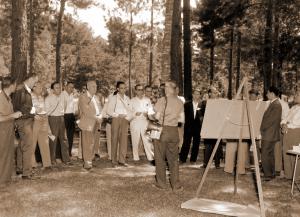 Russell R. Reynolds leading a tour group from the World Forestry Congress.