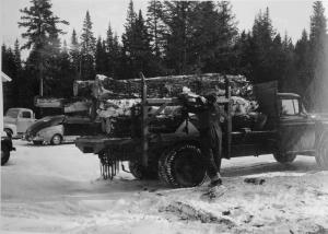 Logging truck in 1950s