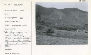 The large ravine in right half of photo guided "slide" 14 into the valley; thence to stream.