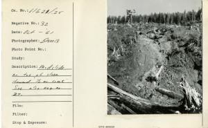 Mudslide near toe of slope towards "1/2 mile creek". See also neg. no. 27.