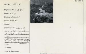 Harris River, Spur 241: creek diverted into borrow pit. Stream first cat-logged, then gravel removed and creek diverted; then creek diverted back to nearly original location.