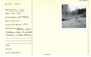 Indian Creek. Entrance area to improved channel. Looking downstream.  (Fisheries Research Institute prob. has)