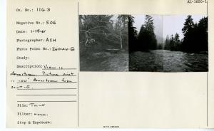 View is downstream. Picture point is 100' downstream from Point-E. Three photos glued together. Photo point: INDIAN-G.