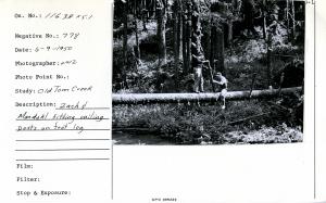 Zach & Mardahl fitting railing posts on foot log.