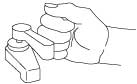 Illustration of a lever handle being pushed by a human hand formed as a fist.