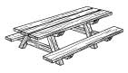 Illustration of an accessible picnic table made of lumber.