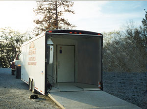 Special truck with an accessible shower unit.