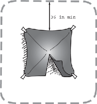 A drawing clarifying the minimum separation distance between the tents.