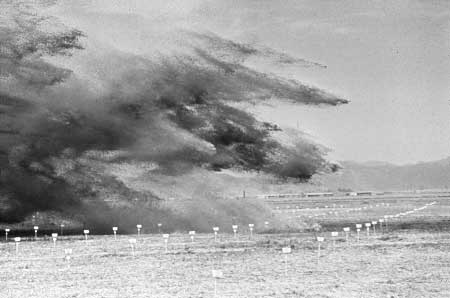 Figure 12�An example of retardant reaching the ground before forward momentum has stopped.