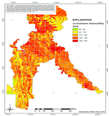 Bridger-Teton National Forest Groundwater Vulnerability map