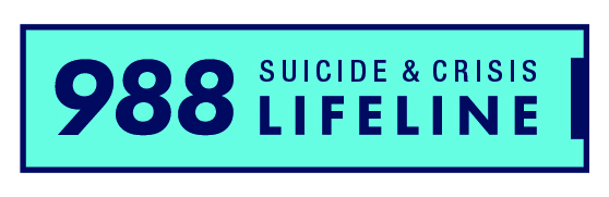 Text on light blue background - 988 SUICIDE & CRISIS LIFELINE
