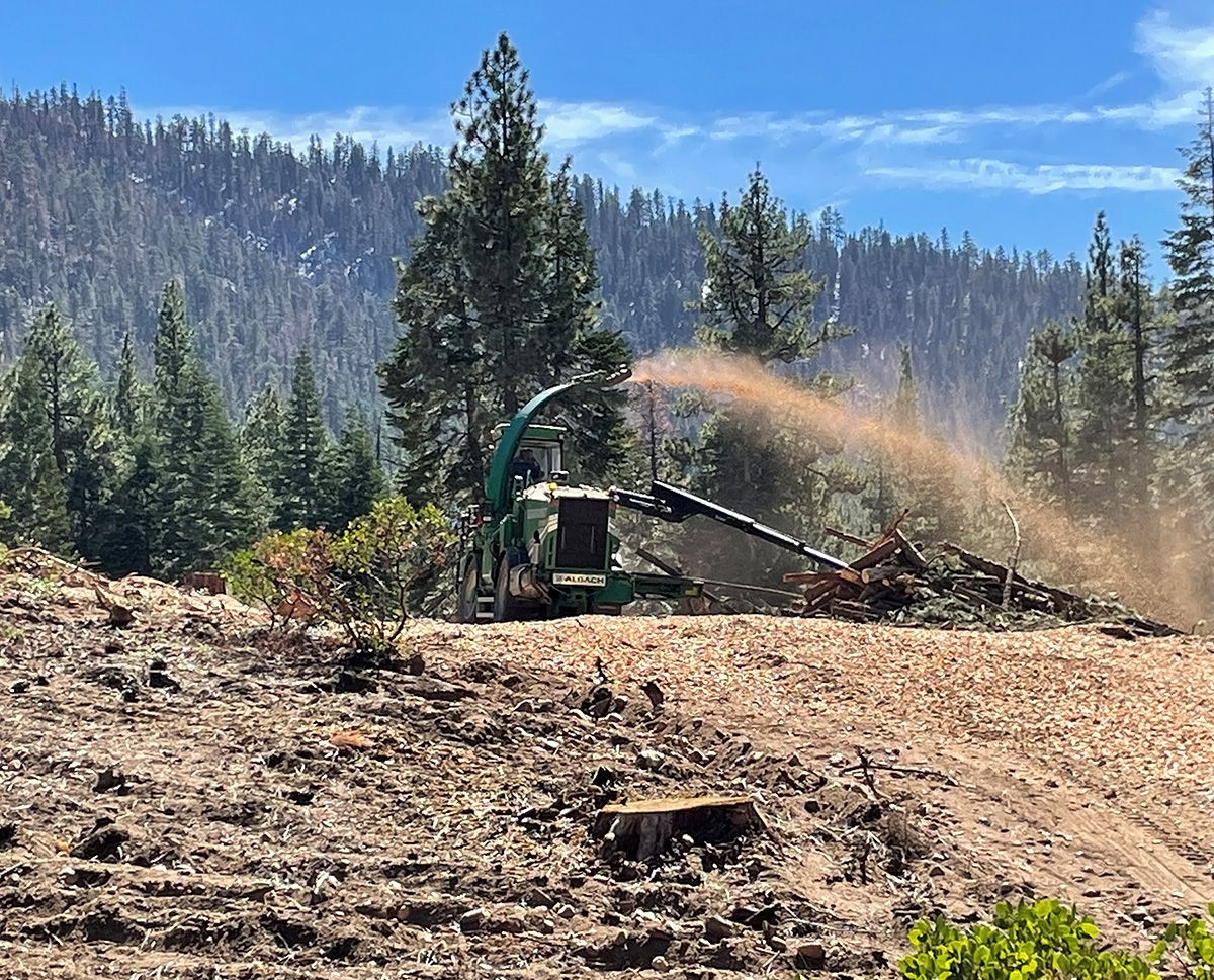 "A chipper turns excess vegetation into chips to accelerate decomposition and reduce fire risk."