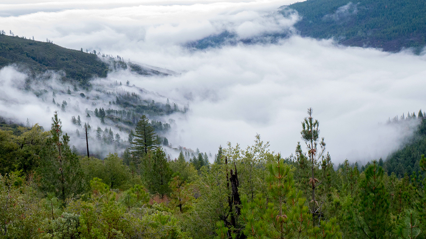 View of a storm approaching through a valley in the Snow Mountain Wilderness