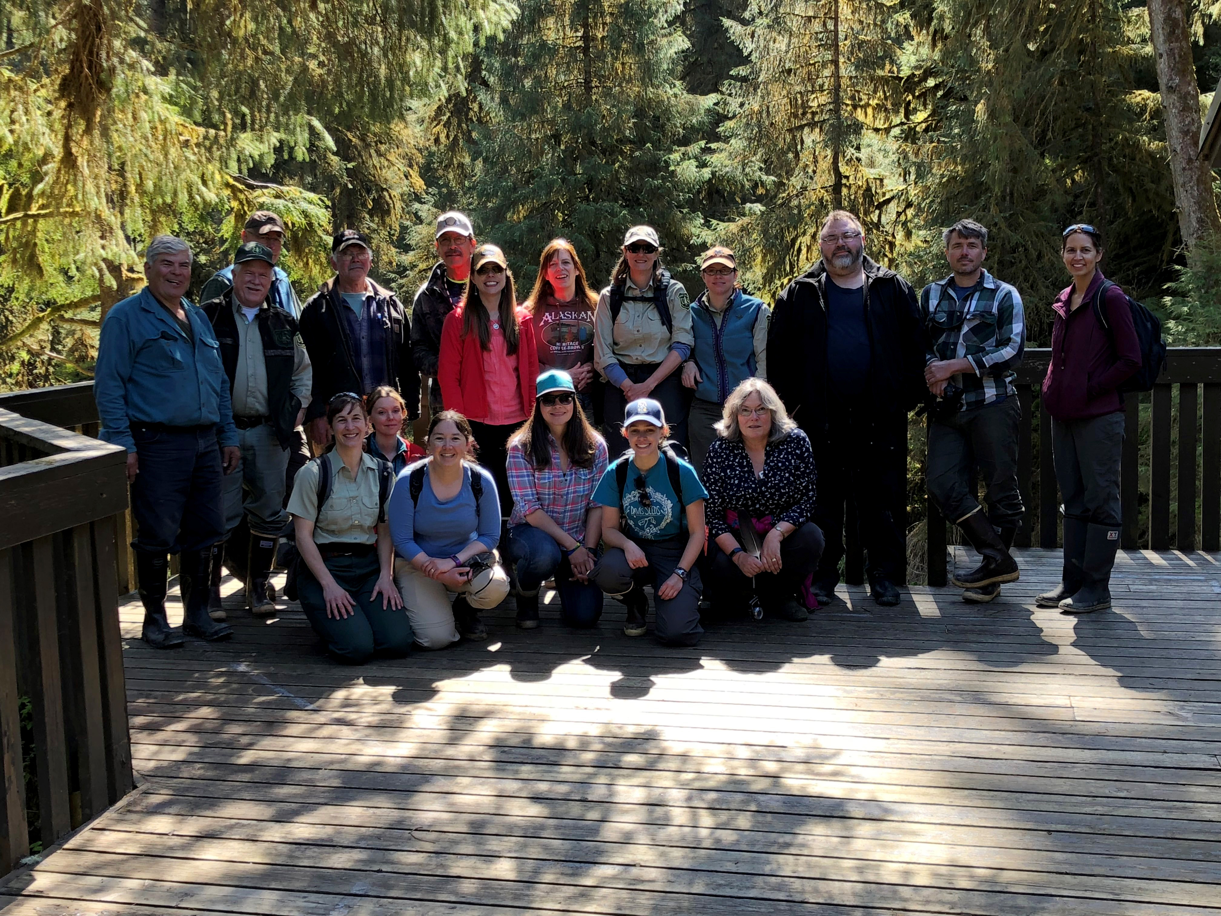 Photo: Members of the Wrangell Cooperative Association & Forest Service employees on observatory deck.