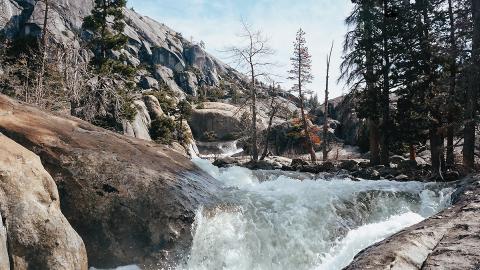 A small waterfall in a part of a river known as Cleo's Bath.