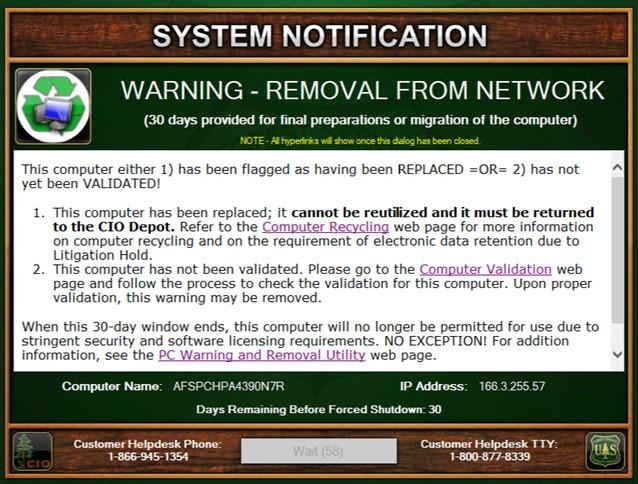 System Notification Warning Utility