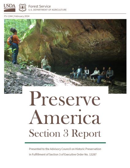 cover of a publication titled "Preserve America Section 3 Report"