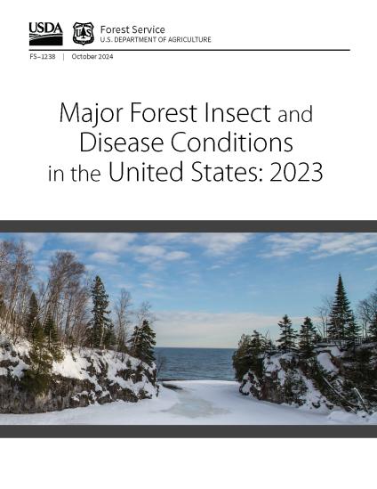 cover of a publication about insects and diseases impacting forests in the United States