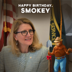 Chief Vicki Christiansen celebrates Smokey Bear’s 75th Birthday. So can you!