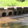 Concrete culvert system on a river in the Monongahela National Forest