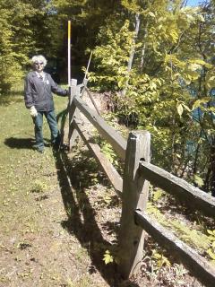 Women standing by fence