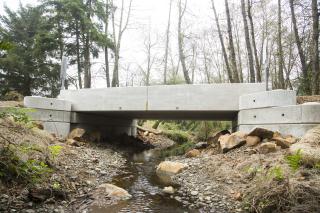 A picture showing a newly constructed bridge.