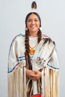 Portrait: Randy'L Teton dressed as Sacagawea.