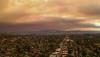 A picture of Portland, Oregon with smoke filled air.