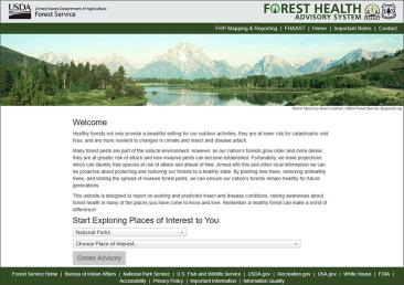 Forest Health Advisory System screen capture