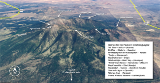 San Francisco Peaks in English and tribal languages.