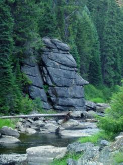 a rock formation that looks like a human face
