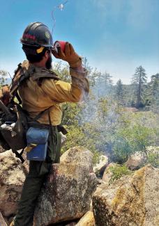 Firefighter James Trinidad to toss incendiary flare
