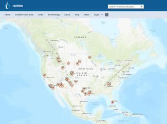 Image of the home page of Inciweb